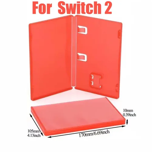 Funda para tarjetas de juego Switch 2, soporte para cartuchos rojo transparente para almacenamiento de juegos Nintendo Switch 2