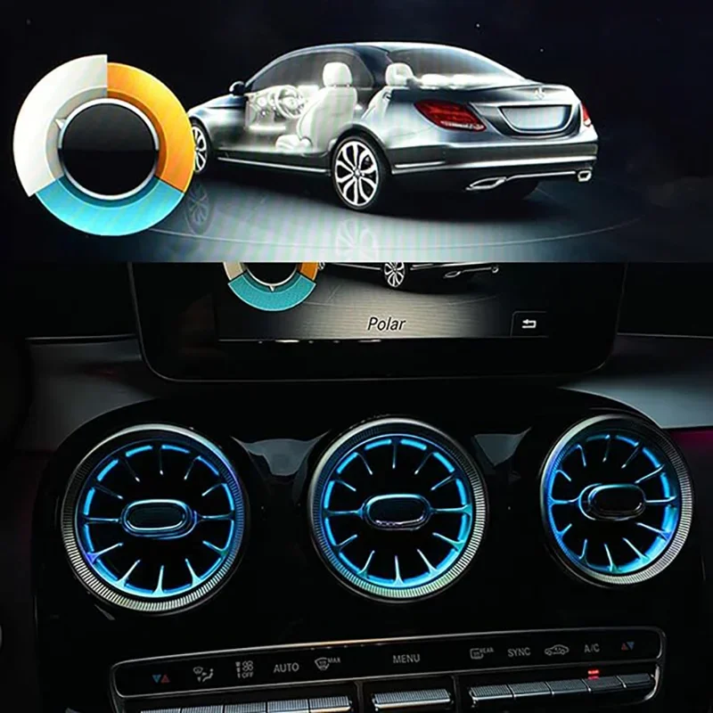 7pcs Interior Ambient Light 64 Colors For Mercedes-Benz C Class W205 2015-2021 W213 W156 W117 W176 Air Vent Lights Accessories view 3