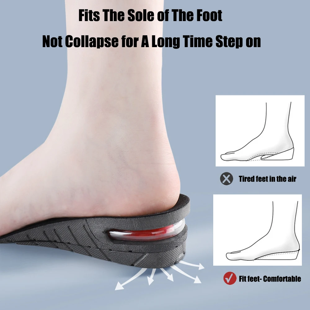 Height Increase Insoles Men Women Elevator Shoes Cushion Unisex Sneakers Heel Lifting Insert Heighten Half Insoles  Accessories