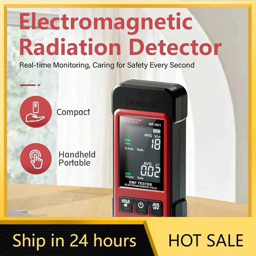 NOYAFA NF-601 휴대용 전자기장 방사선 검출기, 실시간 모니터링 및 시청각 경보 기능, EMF 계량기