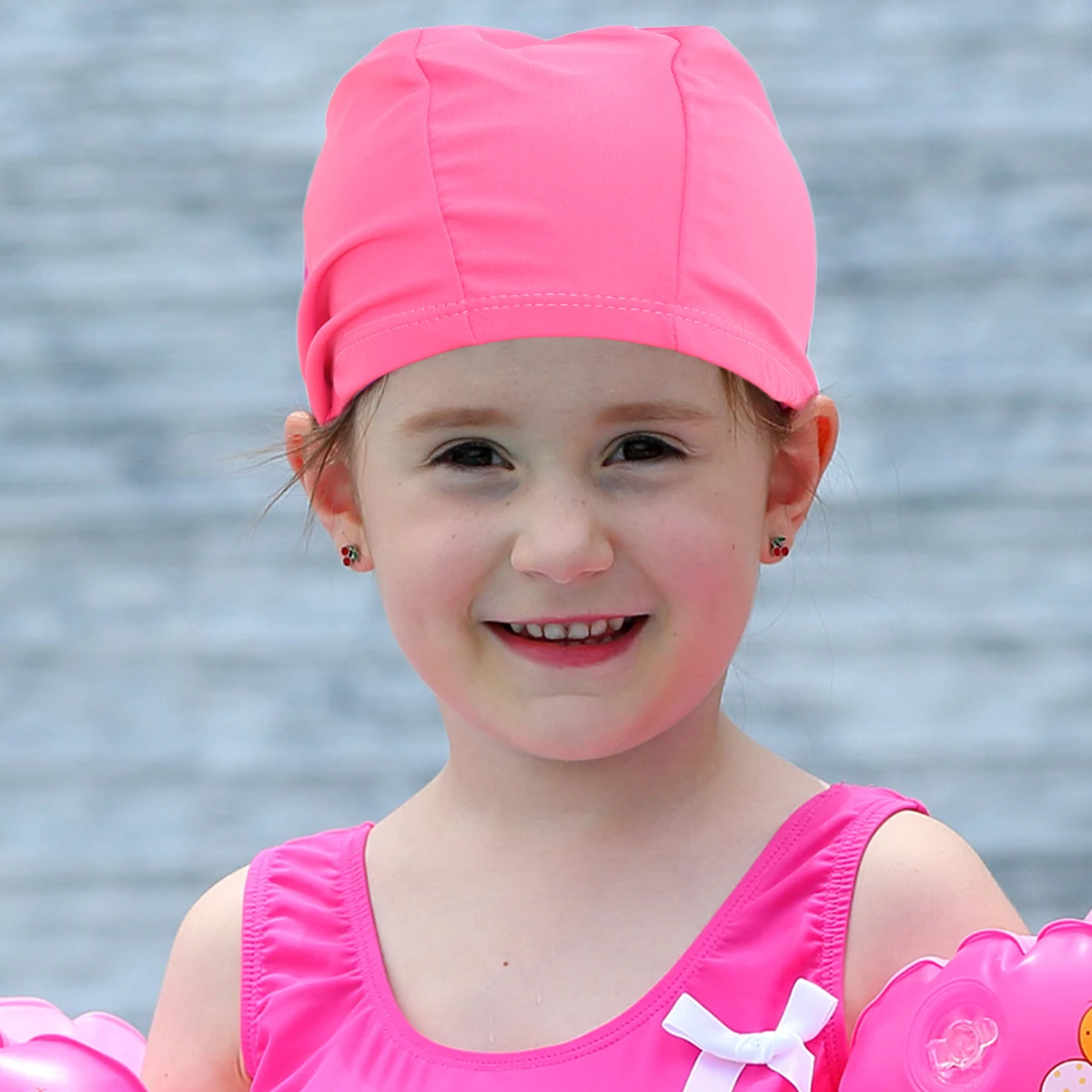 

2pcs Swimming Cap Quick-Dry UV Protection Hair Ear Cover Elastic Fit Long Hair Stretchable Polyester Bath Cap Unisex Adult Kids