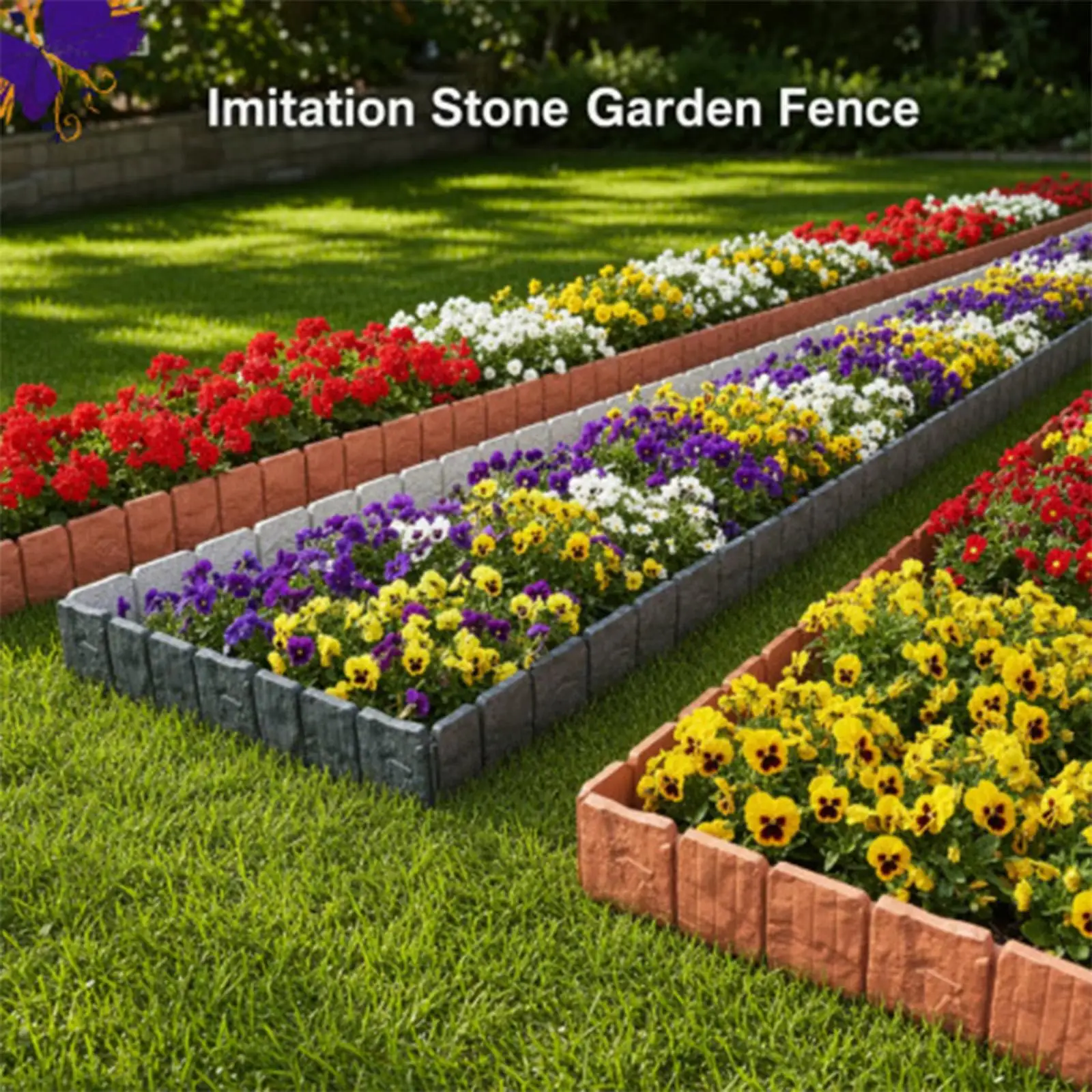 Faux Stone Garden Border 10 Pieces No Dig Panels Landscape Border Artificial Garden Edging For Outdoor Lawn Yard Landscape Grass