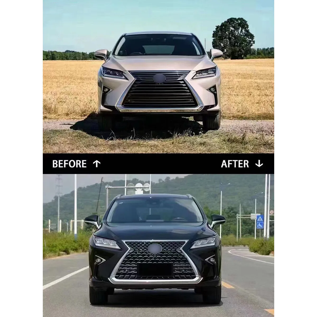 For Lexus RX350 RX350L RX450h 2016 2017 2018 2019 Front Bumper Grill Front Upper Grille Black Chrome Molding Replace Directly