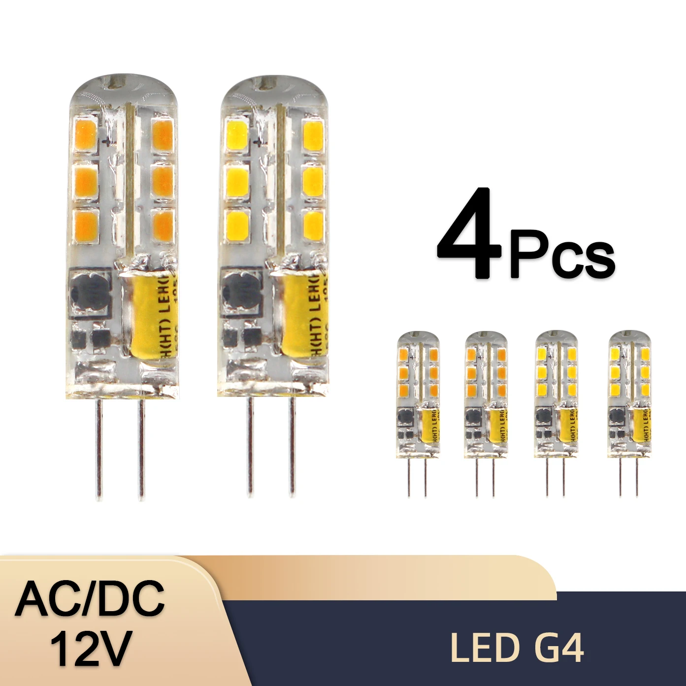 

4pcs G4 Led Bulb 12V AC220V Saving Silicone Lamp 360Beam Angle Replace halogen Light Spotlight Chandelier