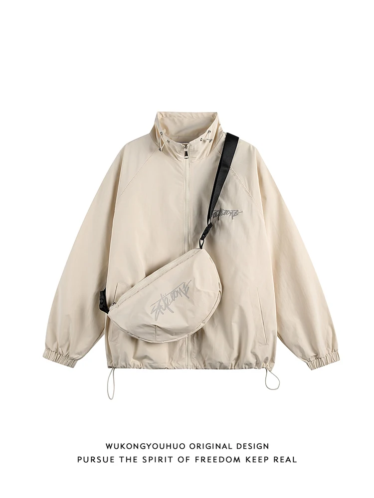 

American Retro Outdoor Satchel Stand-up Collar Jacket Men's Spring and Autumn Tide Brand Loose Couple Jacket