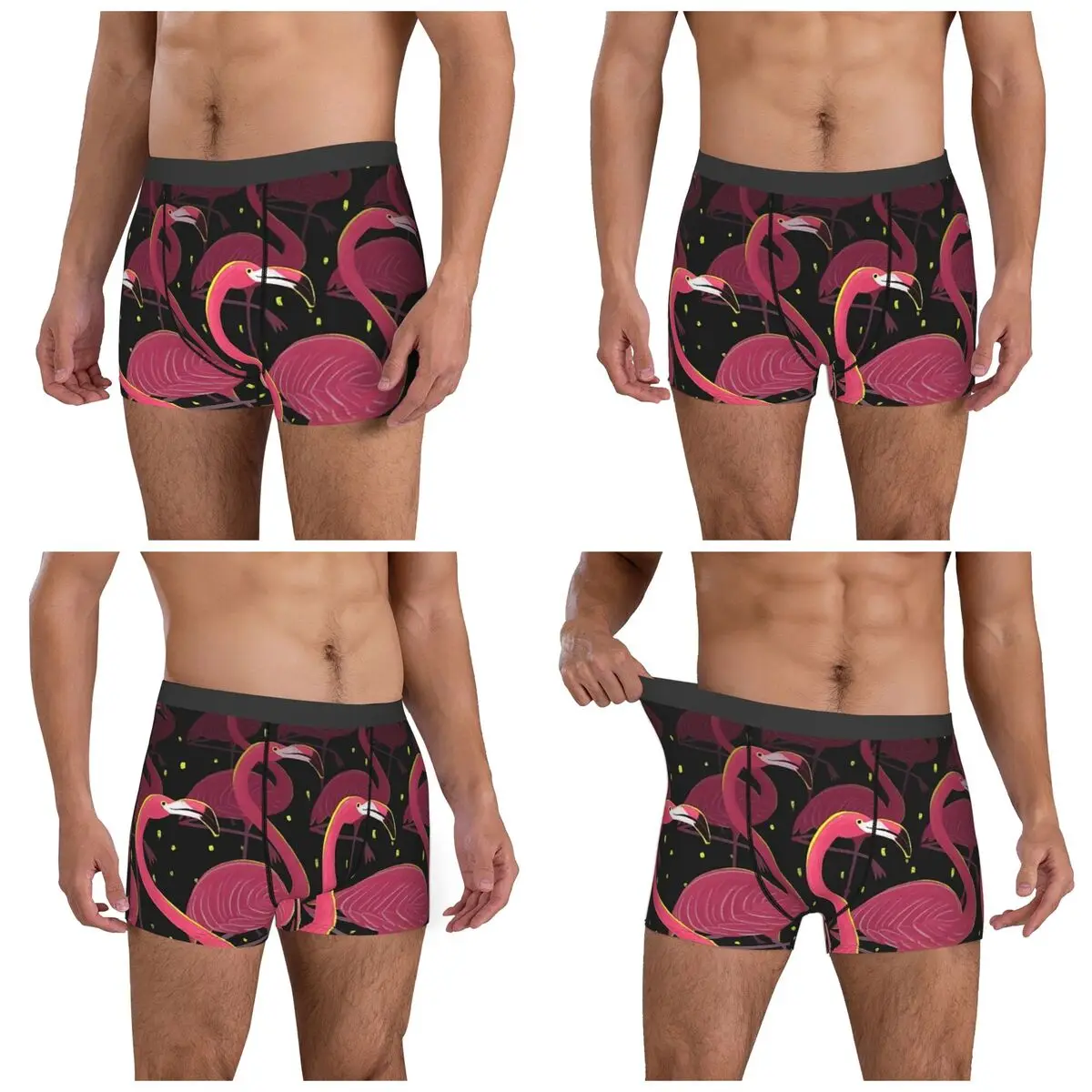 Boxer Underpants Shorts Flamingo Cactus Tropical Ruber Panties Men's Ventilate Underwear for Homme Man Boyfriend Gifts