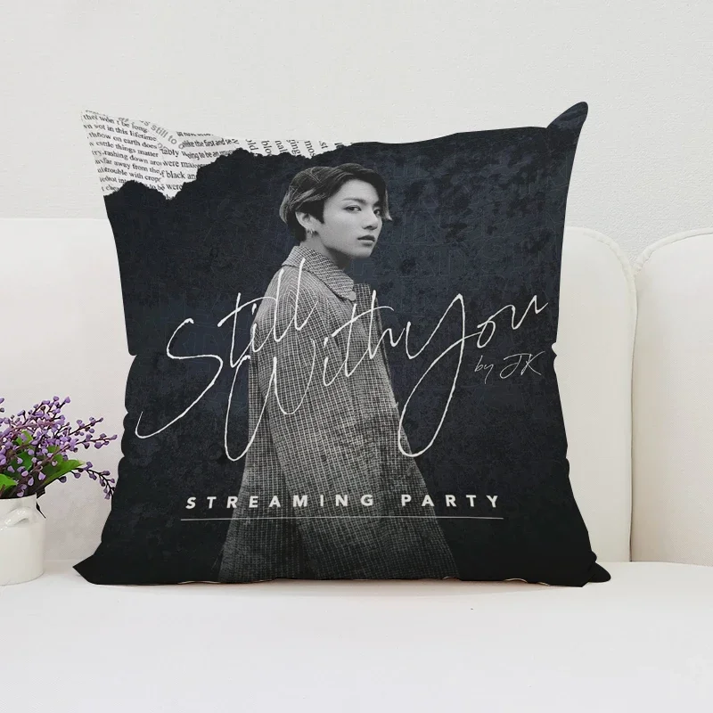 Cushion Cover for Pillow Cases 45x45 Cushions Cover J-Jungkook Fan Gifts Aesthetic Room Decoration Decorative Pillowcase 40x40