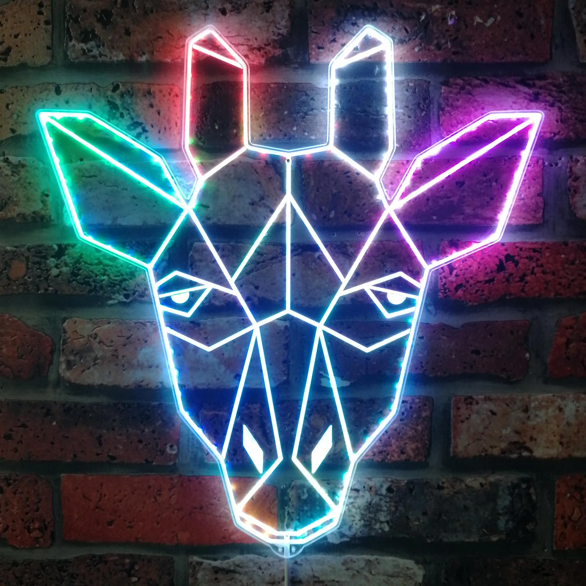 Giraffe Head Geometric RGB Dynamic Glam LED Sign st06-fnd-i0289