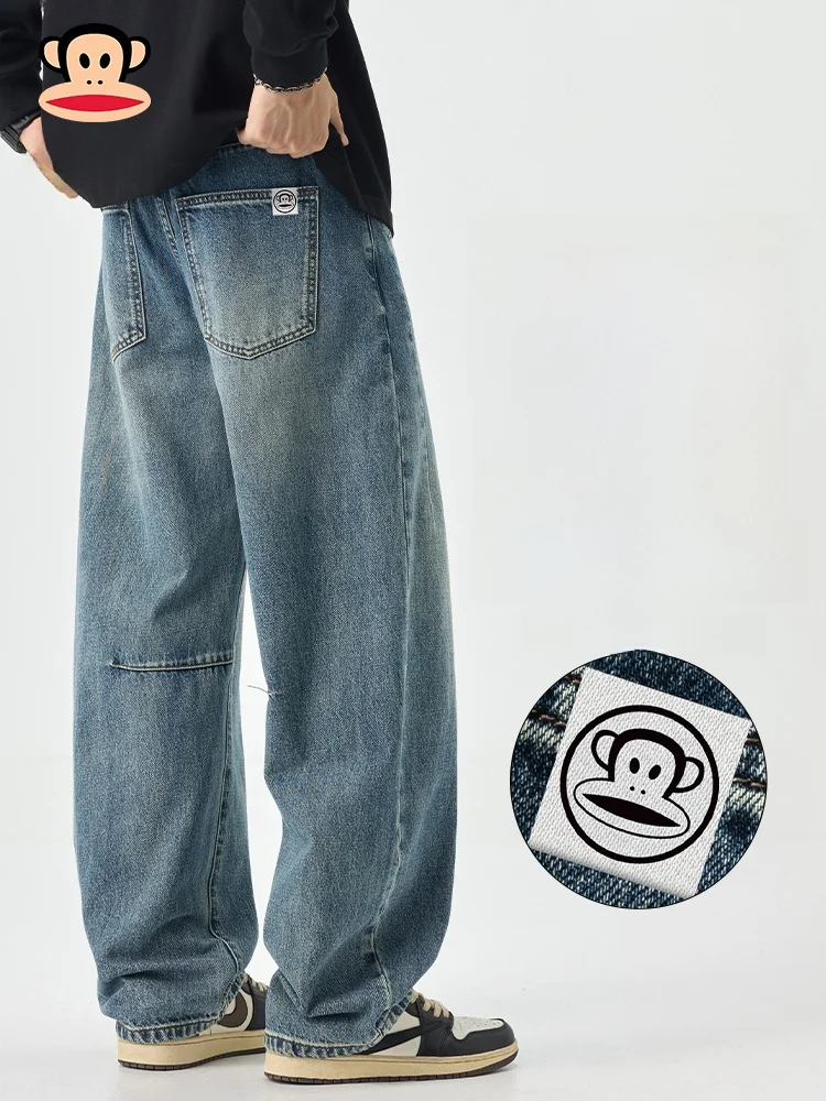 

PaulFrank American Sle Wide Leg Jeans Men's Casual Loose Straight Cut Denim Pants Spring Autumn Trendy Brand Youth Faion
