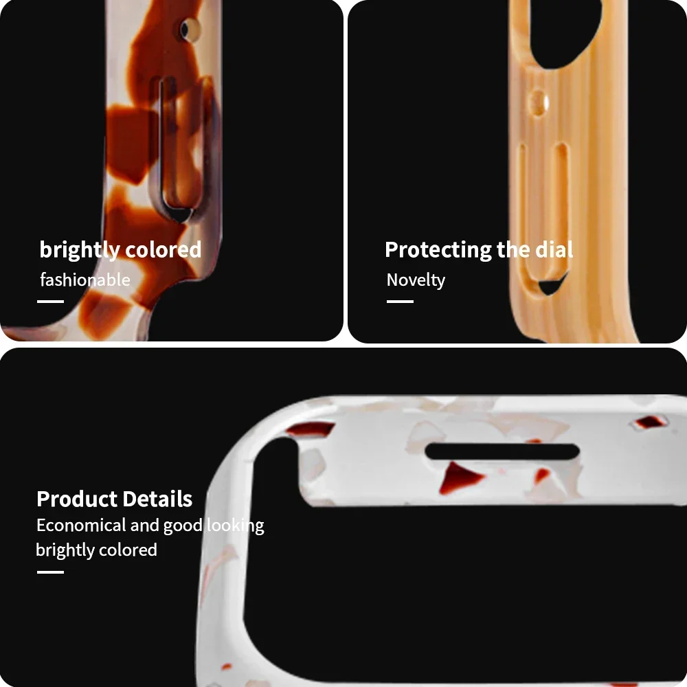 Resin Cover For Apple Watch 46/42 41/44/45mm Hard PC Bumper Protective Case Frame For iWatch Series 10 9 8 7 6 Protective Shell
