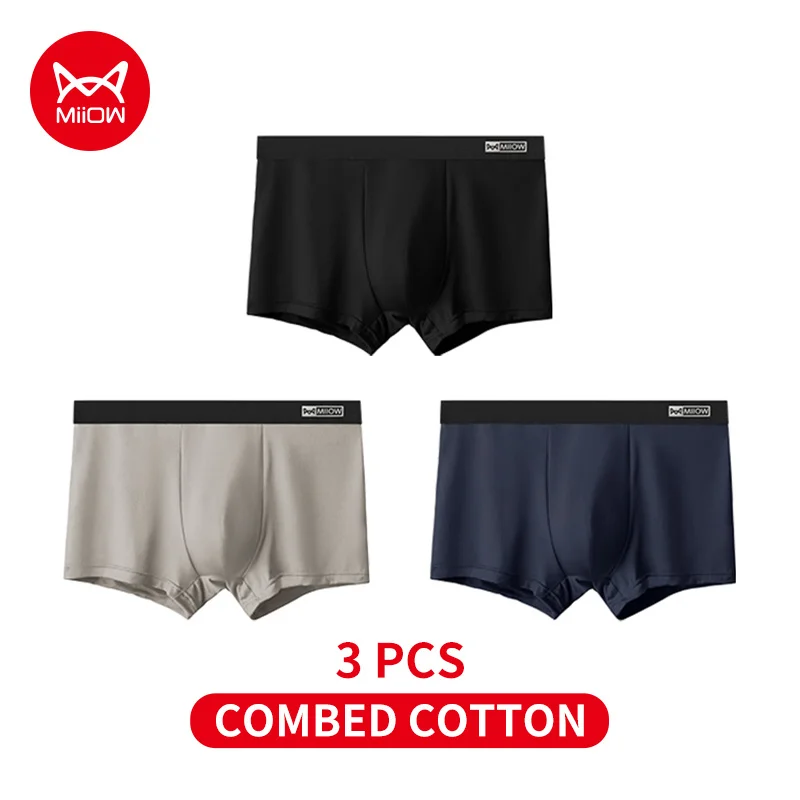 MiiOW 3Pcs Bio-baumwolle Männer Unterwäsche Boxer Shorts Antibakterielle Nahtlose Unterhosen Männlichen Höschen Geschenk Für Männer Boxershorts Neue