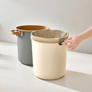 

Большой открытый мусорный бак для кухни, ванной комнаты, гостиной, без крышки, без рук, кремового цвета, мусорный бак, простой стиль, домашняя корзина для мусора