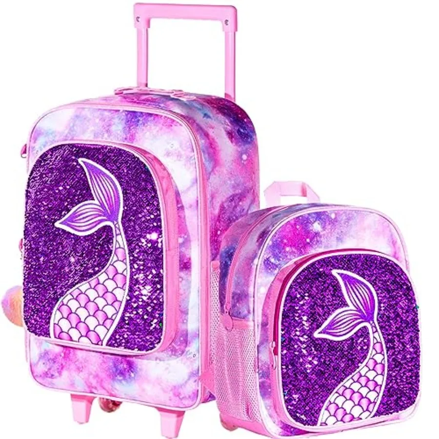 

Suitcase with Wheels for Girls, Mermaid Rolling carry on Luggage for Toddler