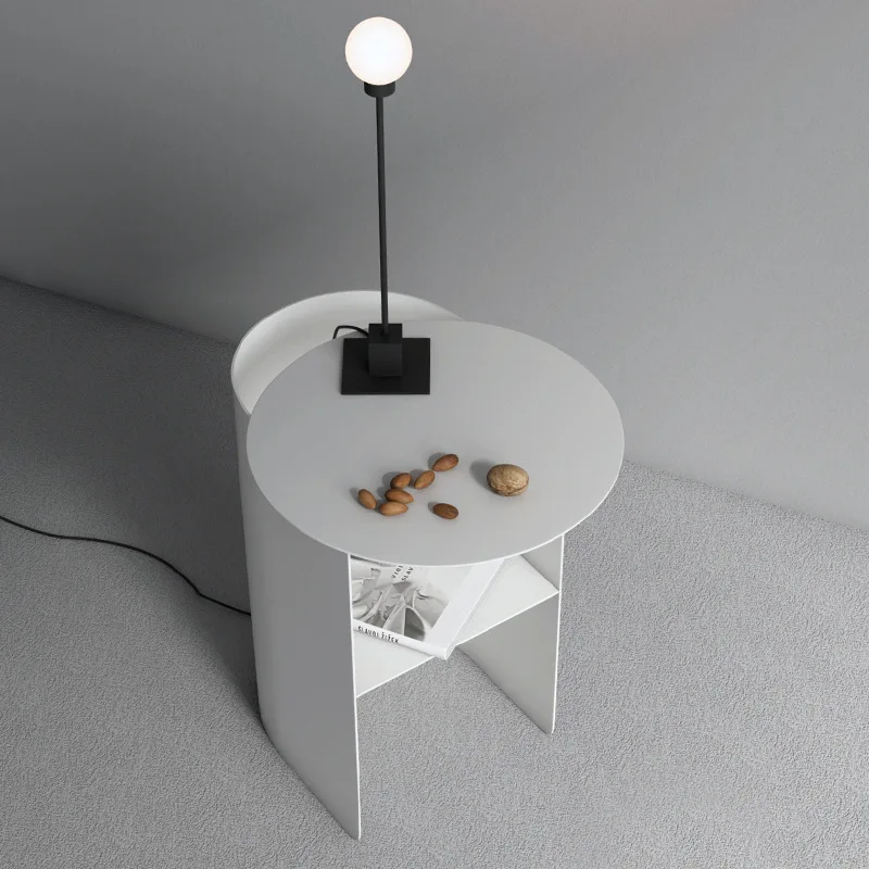 Stainless Steel Side Table for Bedroom Modern Minimalist End Table with Storage Contemporary Sofa Shelf Space-Saving Corner Desk image 3