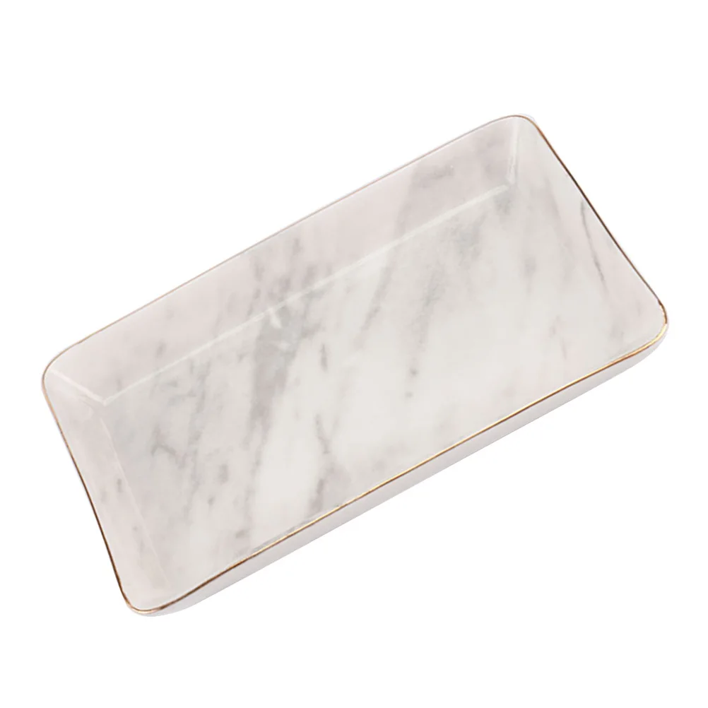 Large Size Ceramic Jewelry Plate Marble Pattern Nordic Ring Dish Organizer for Jewelry Storage and Home Decoration
