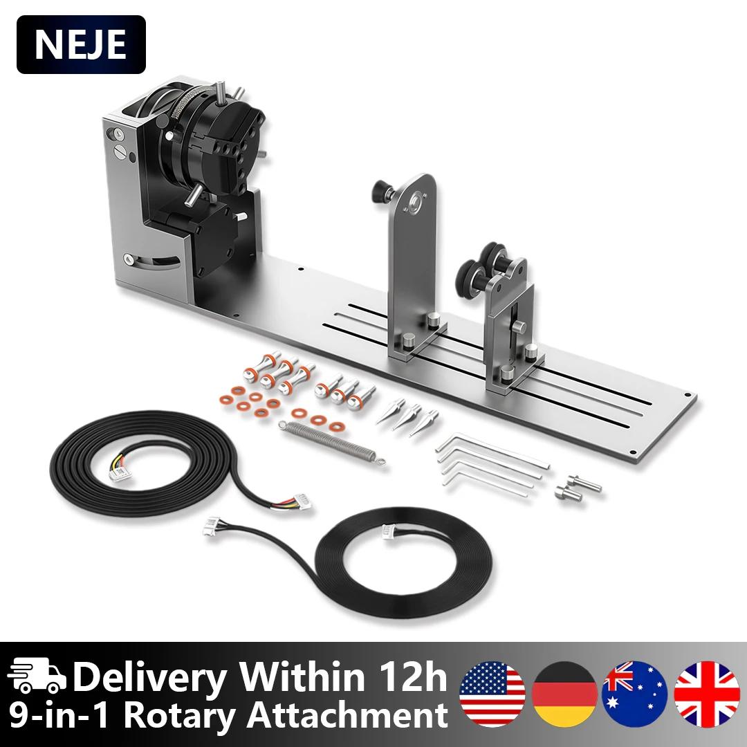 

NEJE Rotary Roller For Laser Engraver Cutter 360° Engraving All Cylindrical Objects Glass Adjustable Width Height Length