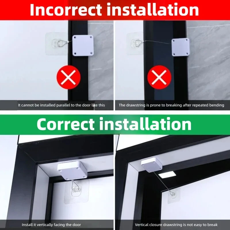 

No-Drill Automatic Door Closer, Adjustable Tension 500g to 1000g, Self Closing Device for Sliding Glass Door Home Use