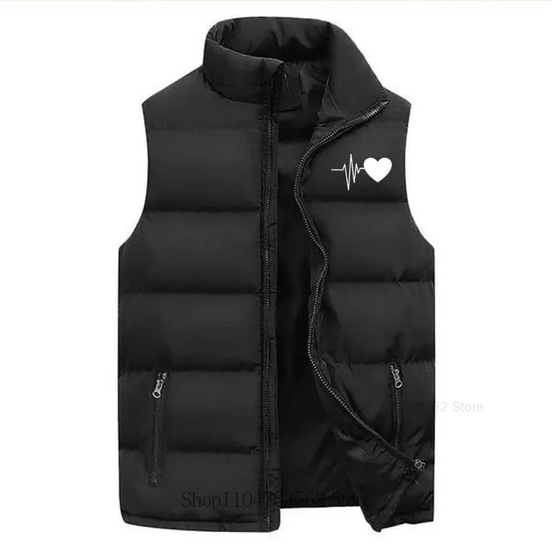 Men Casual Fashion Sleeveless Vest Women Mandarin Collar Keep Warm Zipper Waistcoat Outdoor Sports High Quality Coat Unisex