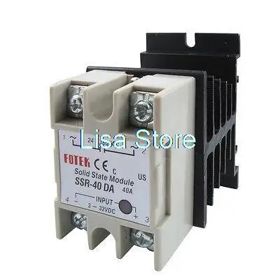 DC to AC LED Indicator Solid State Relay SSR-40DA 40A 3-32V 24-380V w Heat Sink