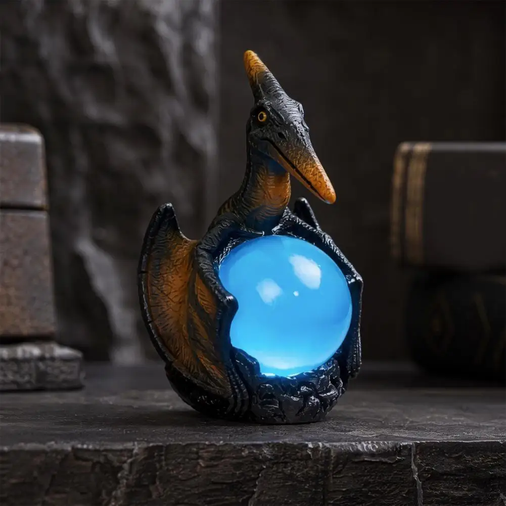 Dragon Desk Lamp Dragon Night Light Pterosaur Dragon Night Light Resin Table Lamp with Glowing Ball Fantasy Dinosaur Wall Lamp