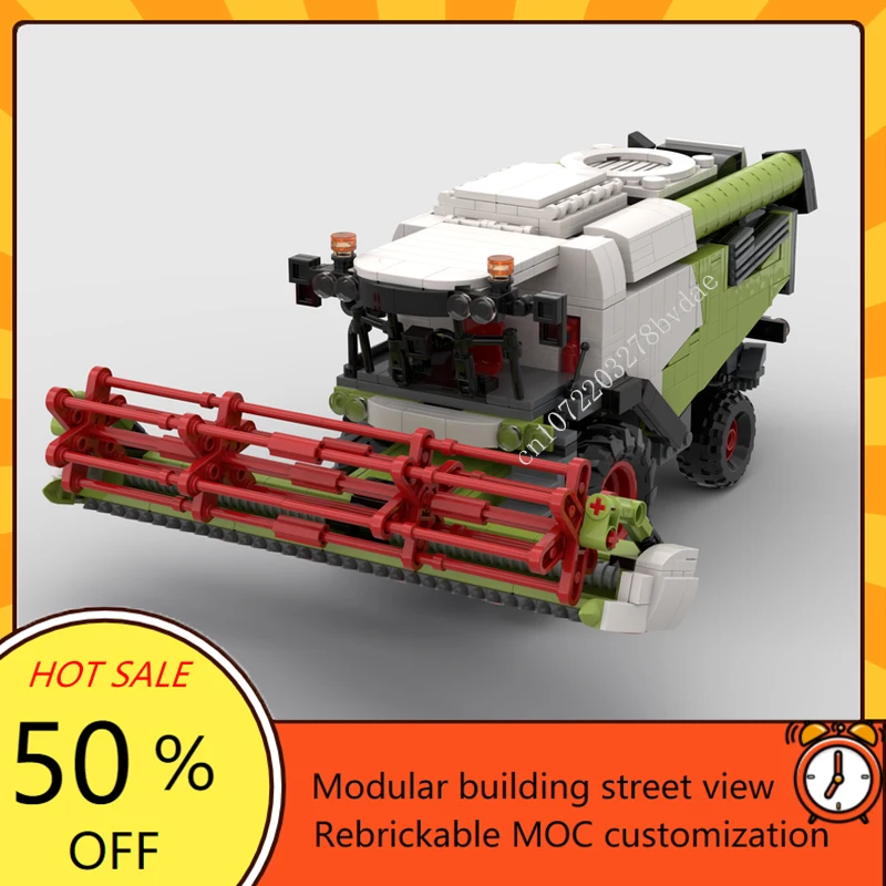 Moc-city claas lexion 8900-5300,モデル,ビルディングブロック,技術ブロック,創造的な組み立て,DIY,子供のおもちゃ,クリスマスプレゼント,1218個