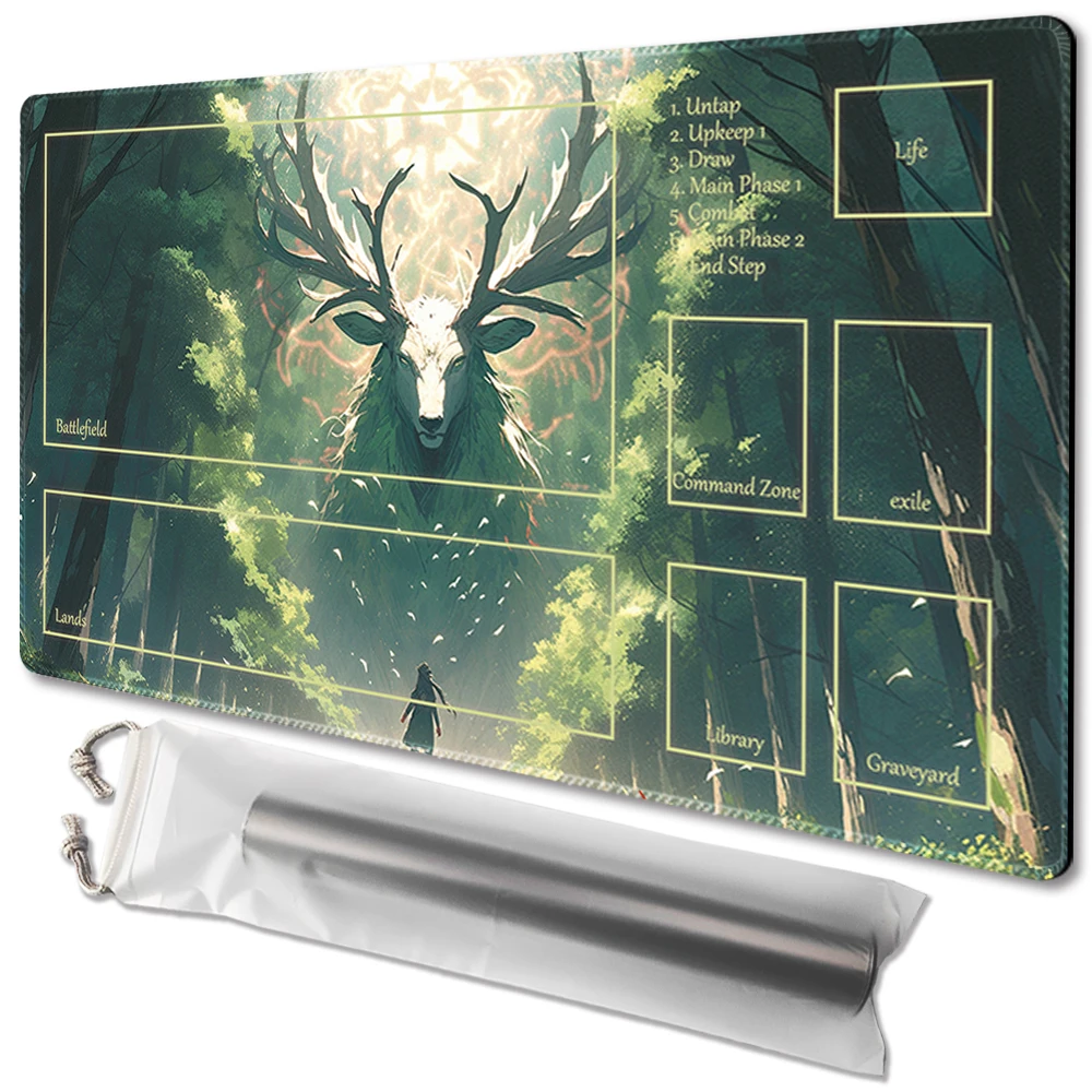 Deer in the woods-Juego de mesa TCG, tapete de mesa, tamaño de juego de 60x35 CM, alfombrilla de ratón Compatible con MTG CCG