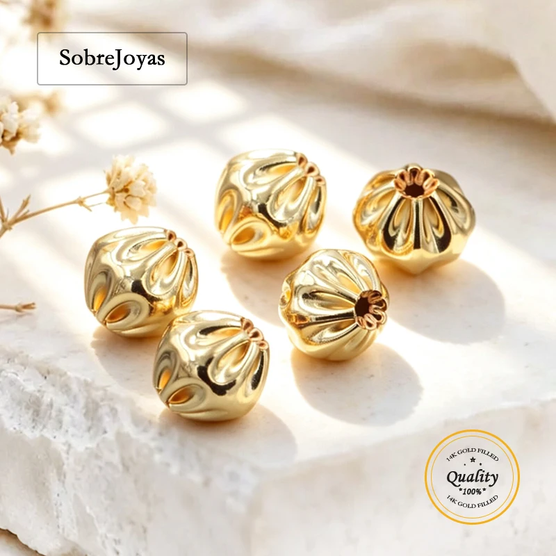 14k Gold Filled Corrugated Spacer Beads DIY Jewelry Making Gold Filled Beads Fancy Bead for Beaded Jewelry