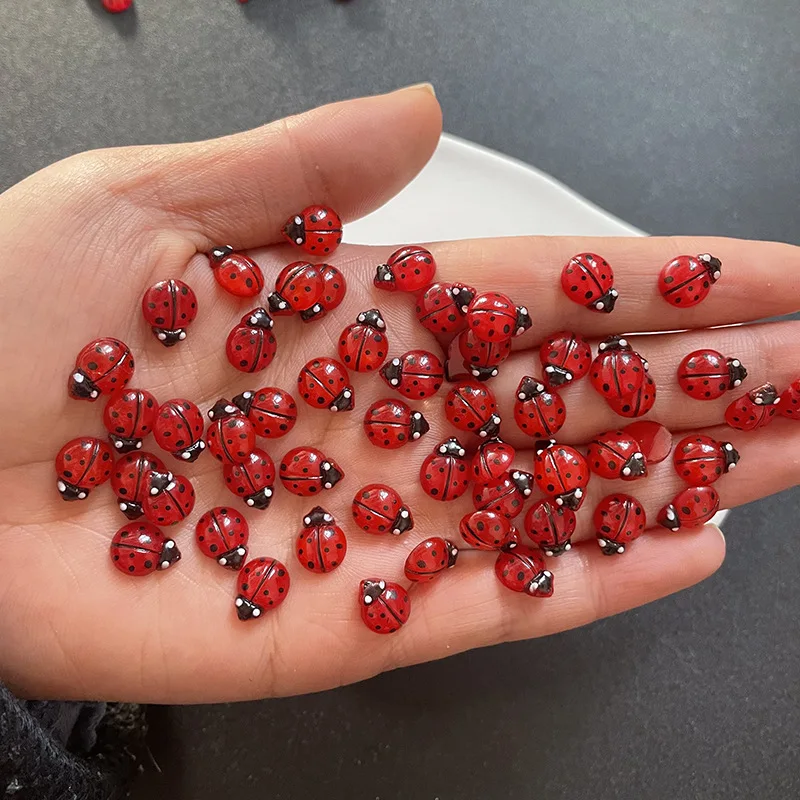 20pcs Cute Cartoon Ladybug Nail Charms Coloful Animals Flatback Rhinestones For Nails Art Decorations DIY Manicure Accessories