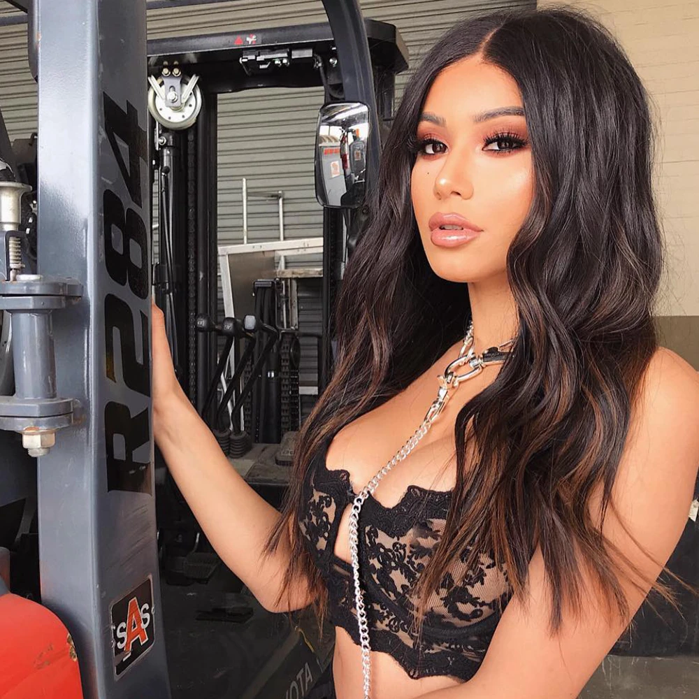 

Synthetic Hair Middle Part Curly Wig without Bangs Brown Natural Hair Heat Resistant Long Daily Use Wigs for Women