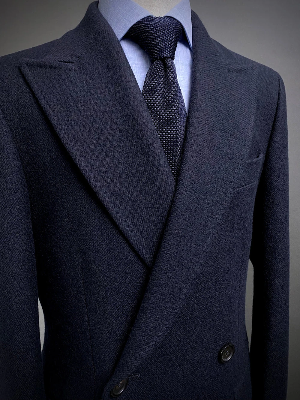 Heavy Blue Men Wedding Suits Greatcoat Wool Thiceaked Lapel Outfit One Piece Long Overcoat High Quality Jacket Custom Made