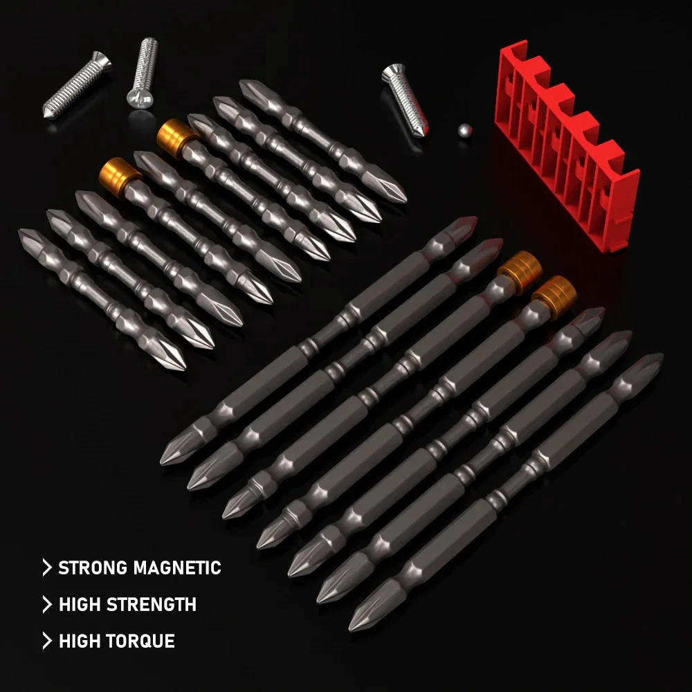 10Pcs/lot PH2 Magnetic Phillips Bits Double End 1/4 Inch Hex Shank 65mm 100mm Electric Screwdriver Bits