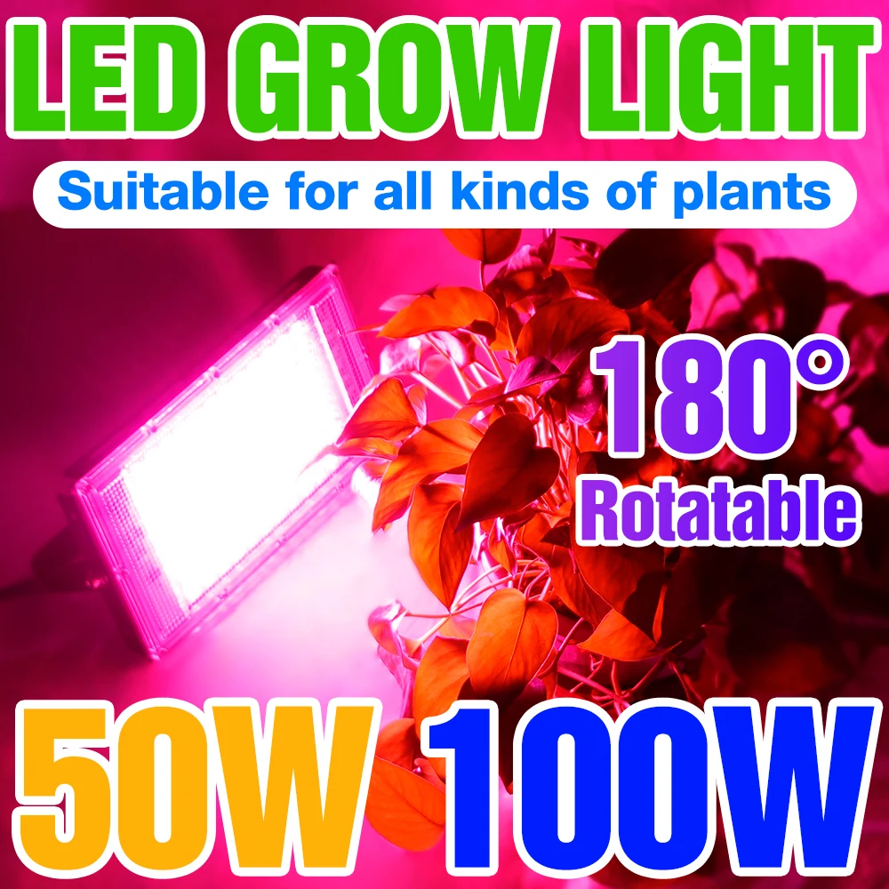 100W 50W LED Grow Lights Indoor Flower Hydroponic Phytolamp For Plants Cultivation Greenhouse Vegetables Grow Tent Floodlight