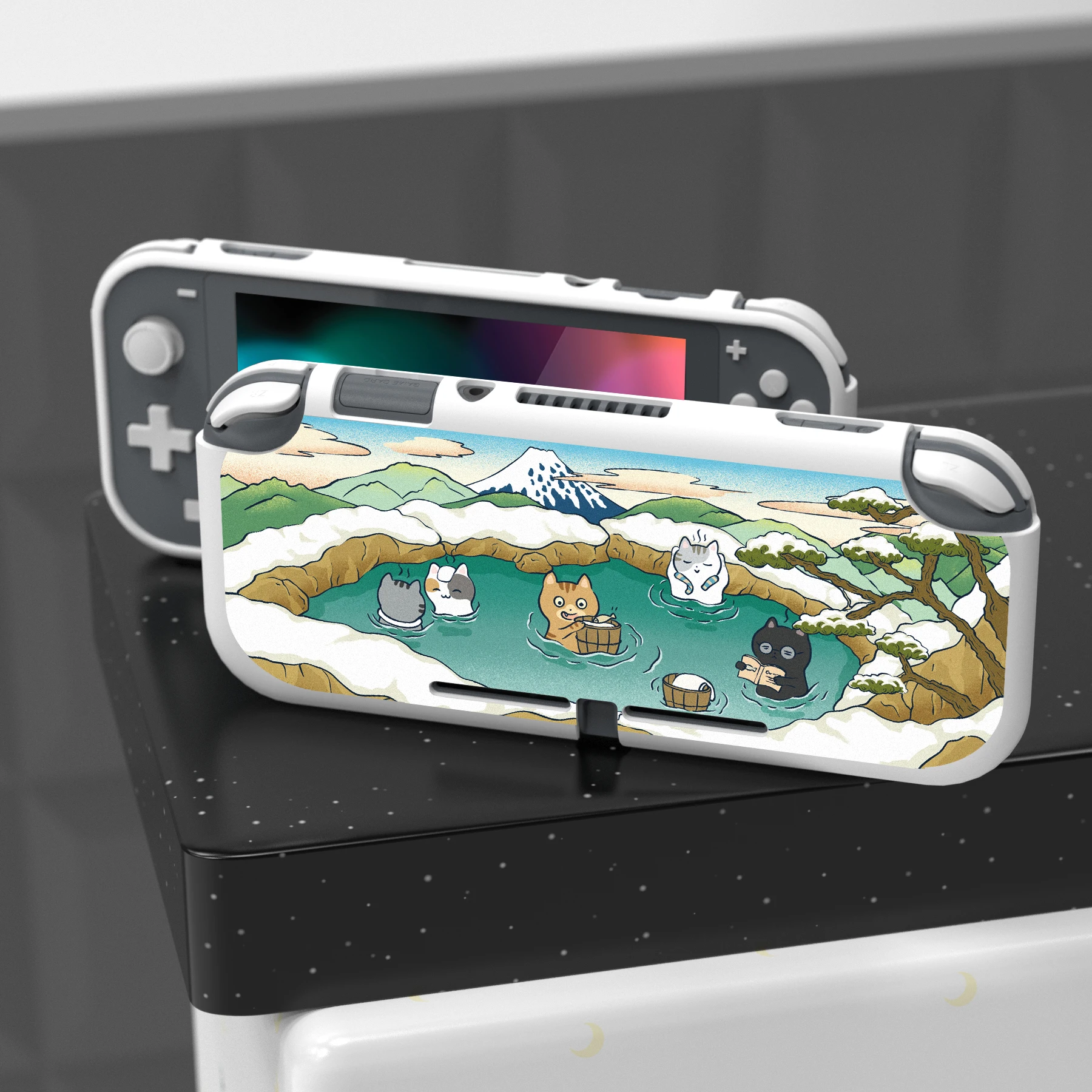 PlayVital 소프트 TPU 케이스 커버, 닌텐도 스위치 라이트용, 맞춤형 패턴 보호 쉘-블루 귀여운 시리즈