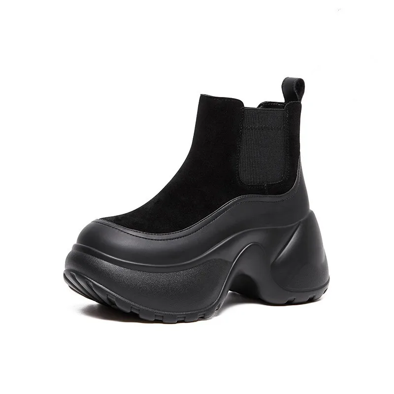 

2025 Platform Women's Ankle Boots High Heels Shoes Casual Sport Shoes Winter Fashion Walking Chelsea Short Boots Женские Ботинки