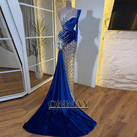 Customized Luxurious Crystals Prom Dresses Rhinestones One Shoulder Mermaid Pearls for Women Gala Bespoke Vestidos De Fiesta
