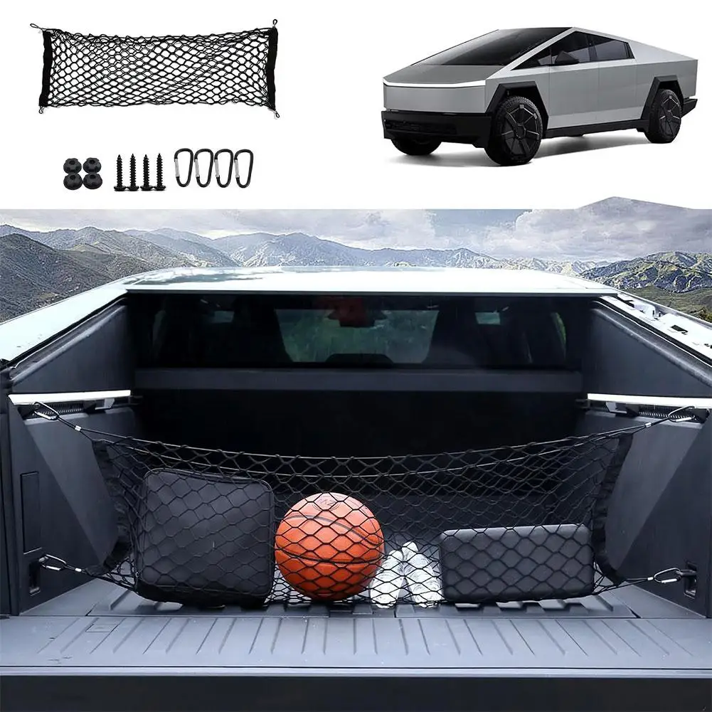 110cm Car Trunk Net Adjustable Elastic Rear Cargo Mesh Organizer with Hooks Universal Auto Accessories for Car SUV Truck Van