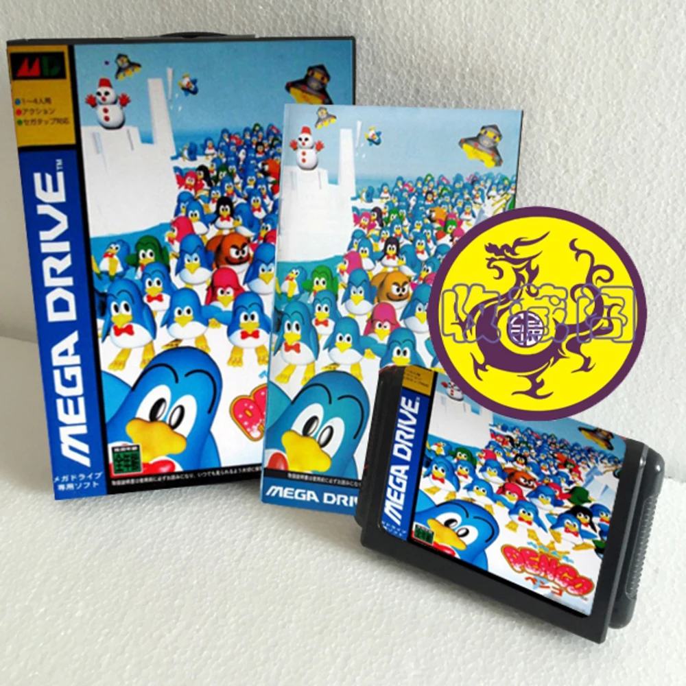 Pengo  with Box and Manual Cartridge for 16 Bit Sega MD Game Card MegaDrive Genesis System