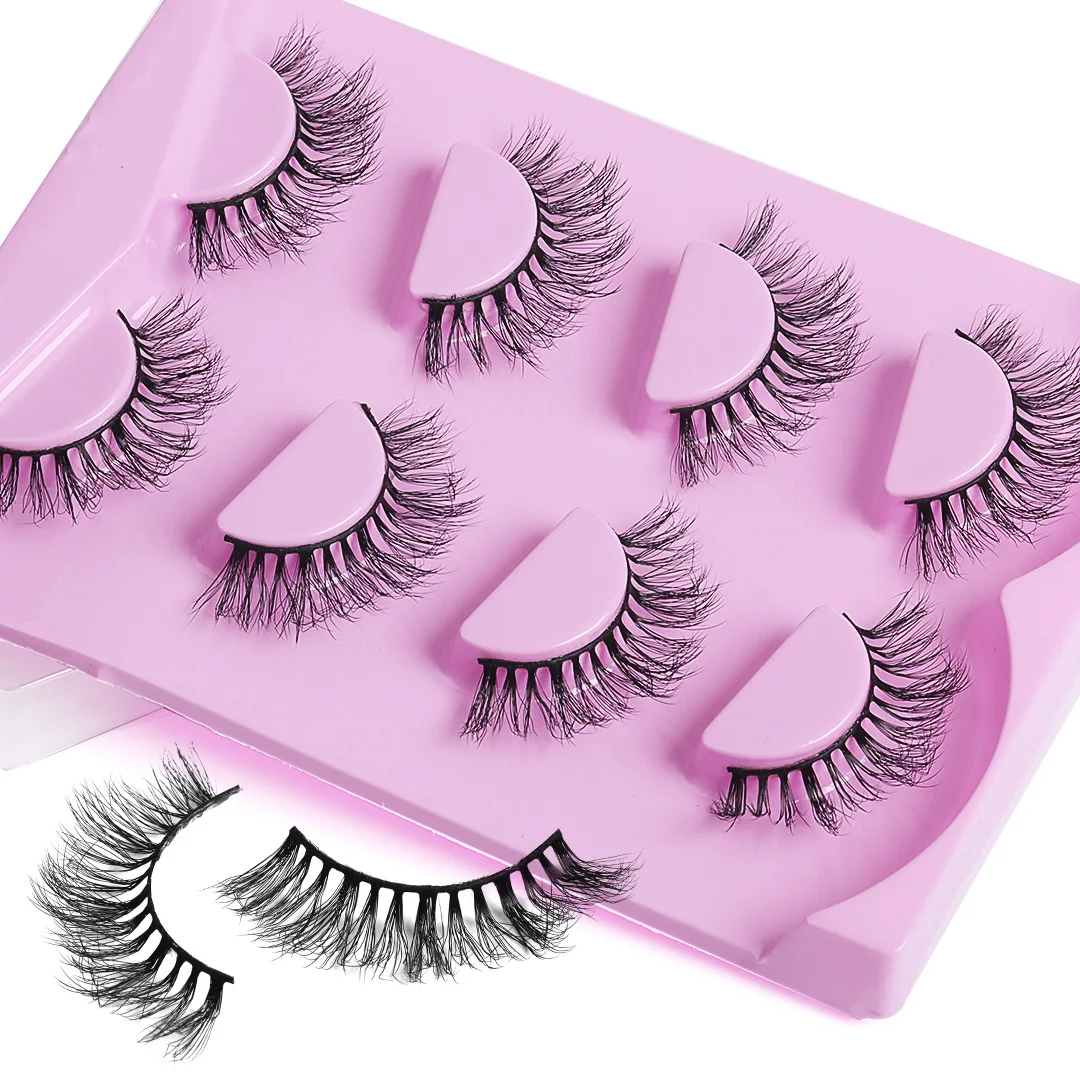 2023 New Volume lashes Natural mink eyelashes 15mm lashes 4 pair 3D eyelashes 100％ handmade eyelashes extension false eyelashes