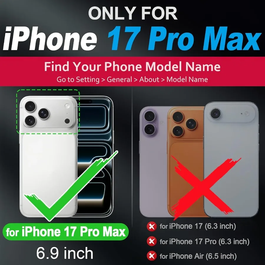 Custodia a portafoglio in vera pelle 2 in 1 per iPhone 17 Pro Max 6.9 con ricarica wireless Design magnetico staccabile Blocco RFID Ca