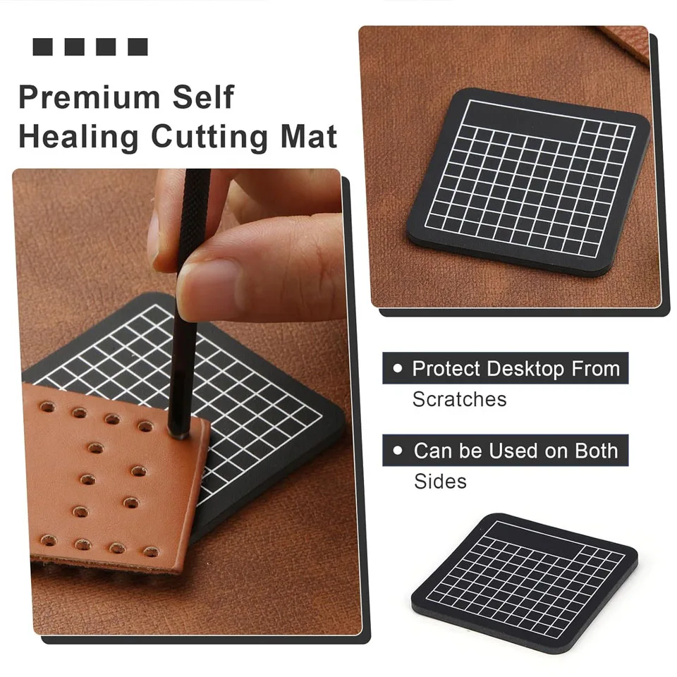 1.0–10mm Leather Hollow Punch Set – Steel Hole Punches with Carving Hammer & Cutting Mat for Watch Bands, Wristbands, and DIY Crafting 3