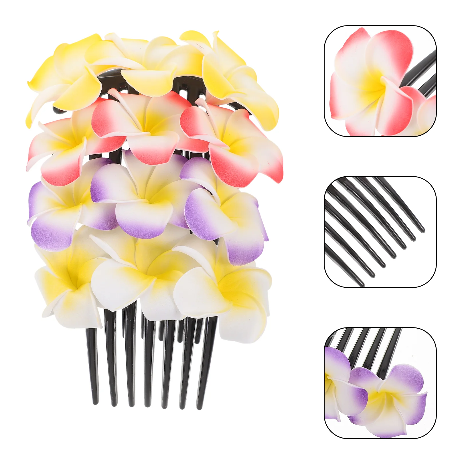 

4 Pcs Frangipani Hair Clip Claw Clips Comb for Thin Hairpin Vacation Girls Accessories