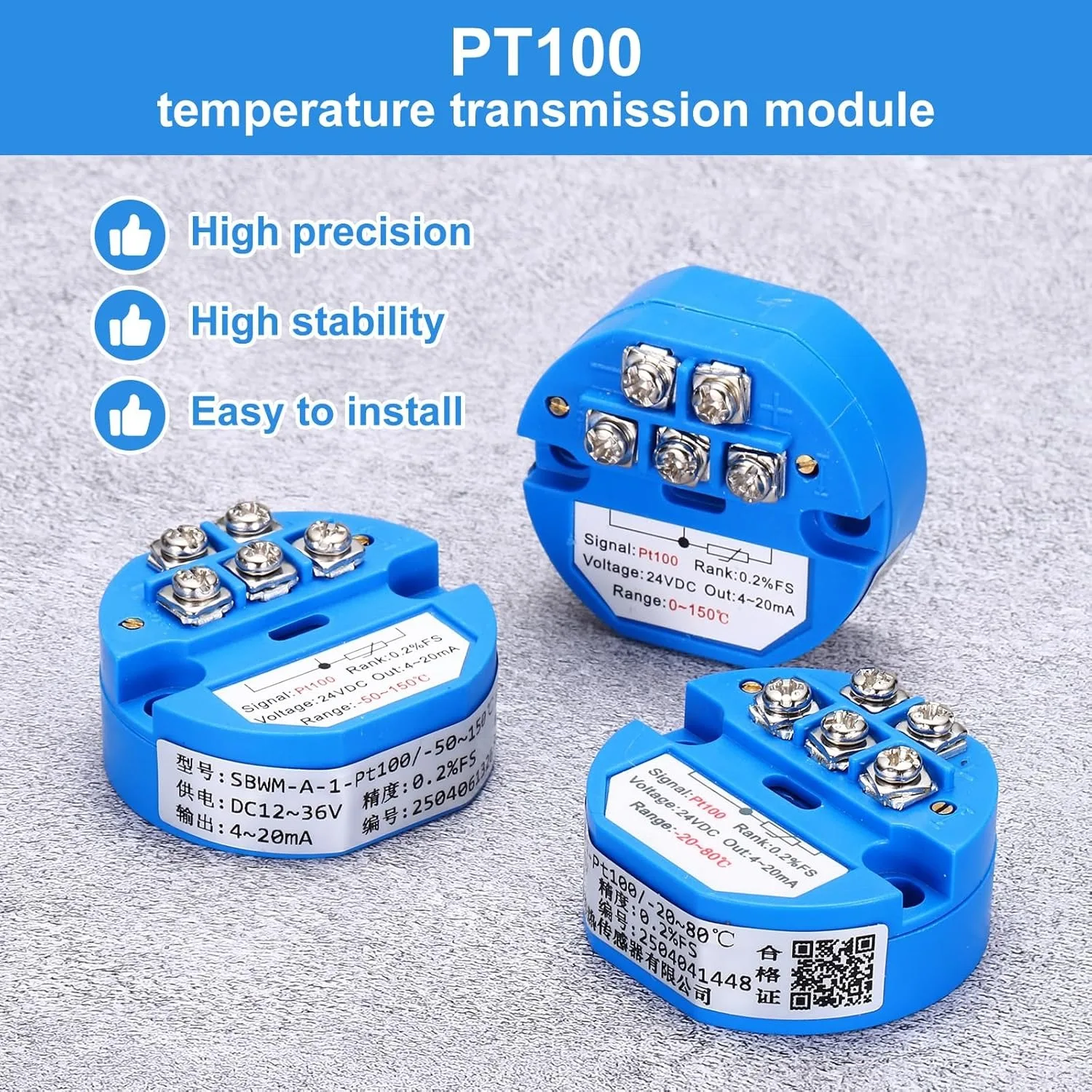 0-600C RTD PT100 Temperature Sensor Transmitter Module 4-20MA DC24V Temperature Amplifier for Thermocouple, PLC Modules
