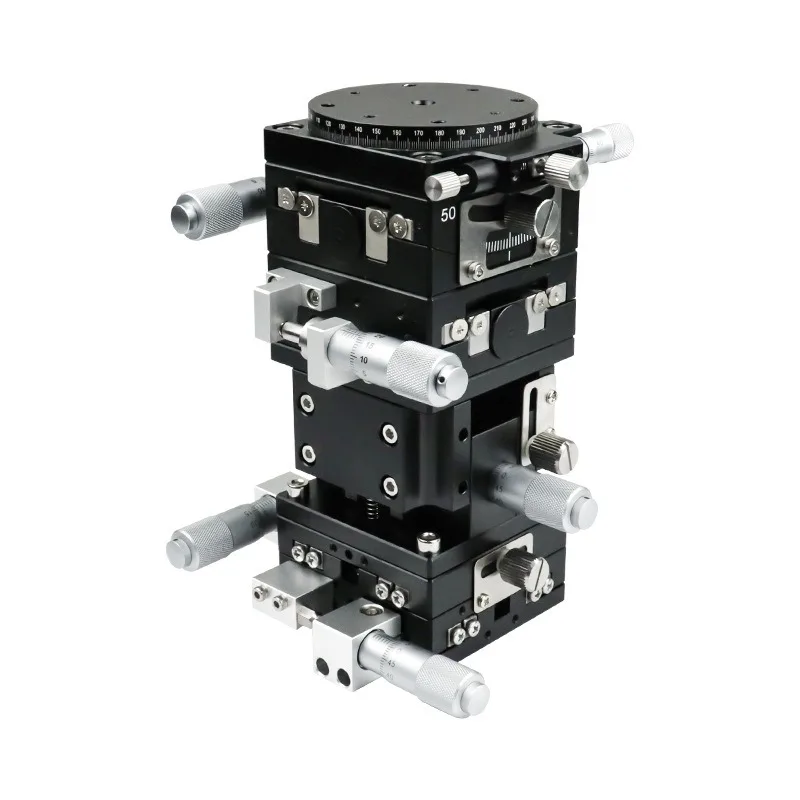 The platform features a 60*60 tabletop six-axis combination high-precision manual displacement slide