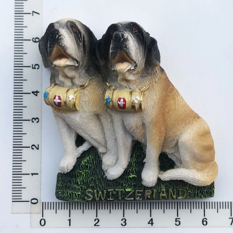 Fridge Magnet, a Swiss Saint Bernard dog, cultural and cultural message post, tourist souvenir, craft decoration