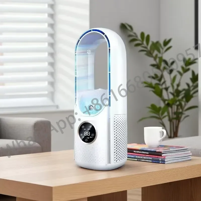 USB Desktop Evaporative Air Cooler Fan with Spray Mist Humidifier Adjustable Timer for Home Dorm Office Portable