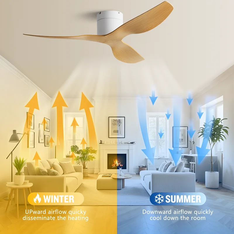 45/52 inch Modern Stylish LED Ceiling Fan with Light Remote Control 3 Blades Quiet Modern Design for Living Room Bedroom