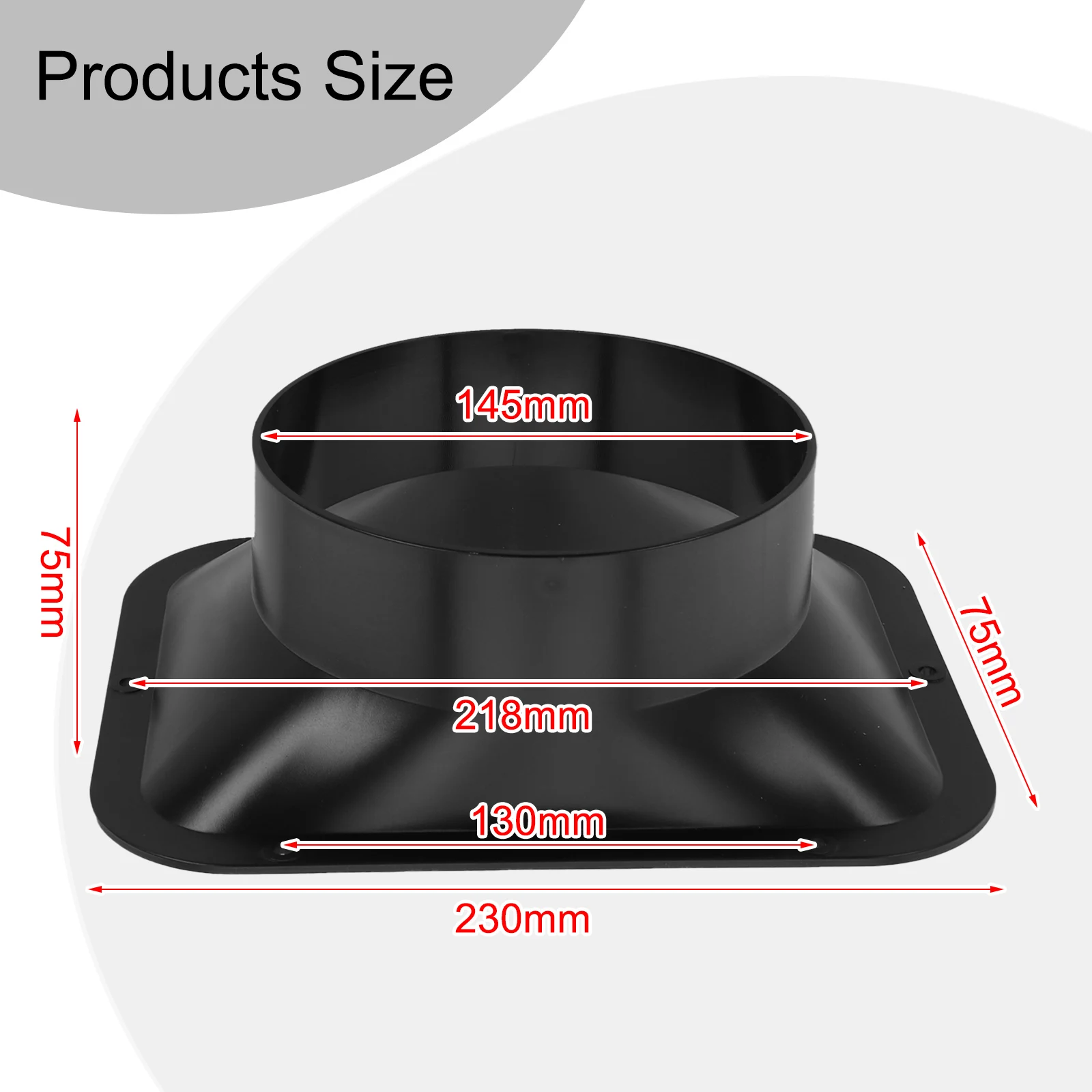 Flangia del connettore di sfiato del sistema di ventilazione per interni di alta qualità nuova di zecca 7.75*5.78in/9.05 * 7.08in accessori ABS