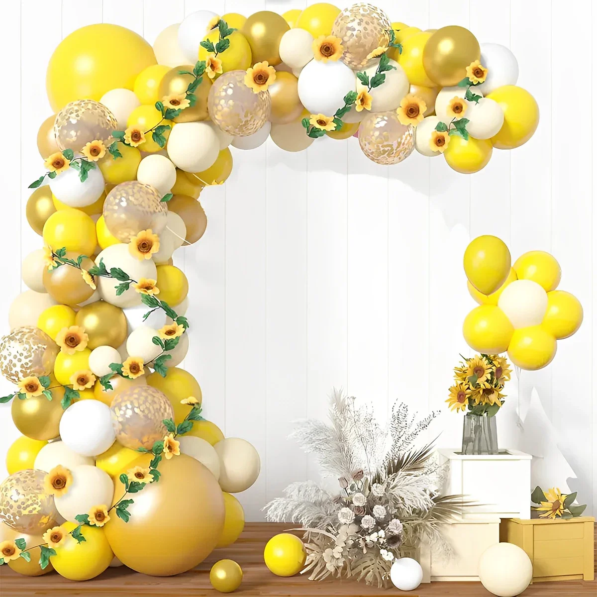 

107pcs Matte Yellow and Gold Latex Balloons, Weddings, Birthday Parties, Anniversaries, Graduation, Holidays, Mother's Day