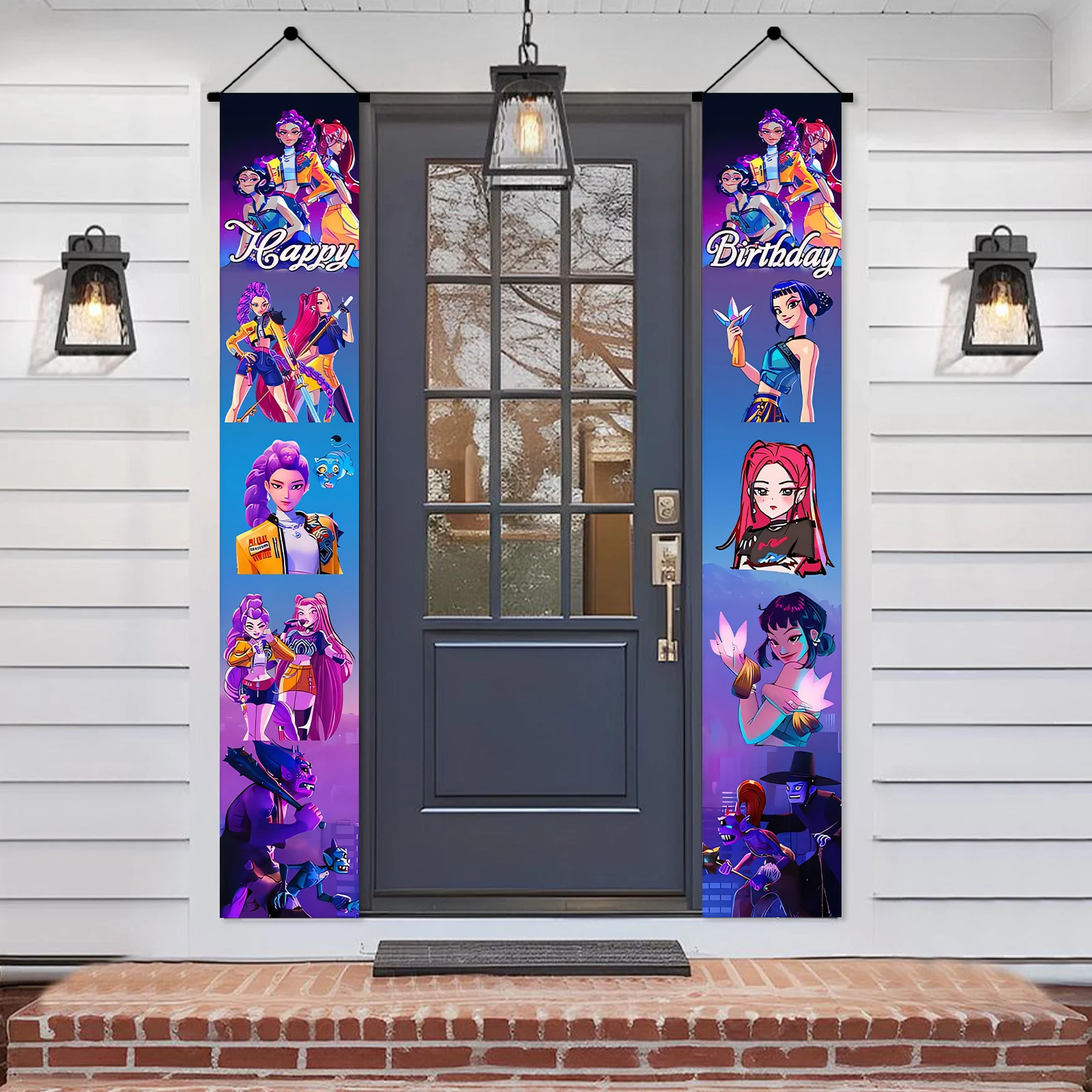 2 قطعة/المجموعة Kpop شيطان الصيادين عيد ميلاد سعيد زوجين حفلة عيد ميلاد الكورية Kpop أنيمي حفلة ساجا بنين فتاة الطرف الديكور صالح #3