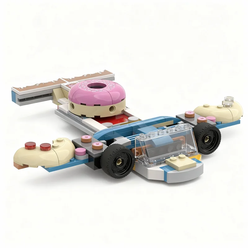 130pcs MOC - Donut Delivery Plane City Model Building Blocks Toys Education 3D DIY Display Creative Assemble Art Collection